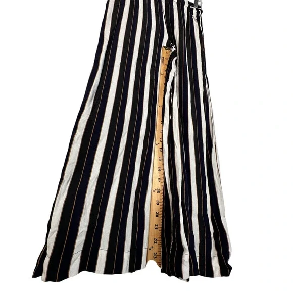 Aritzia Wilfred S Faun $178 Striped Gaucho Wide Leg Pants High Rise Crop Blue - Picture 9 of 15